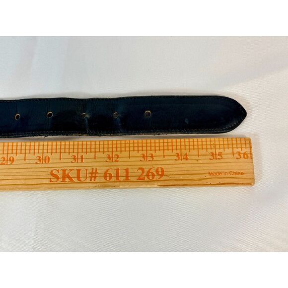 VTG Talbots Women Black Scottie Dog Calfskin Belt Gold Medium 1990s Preppy main image 8